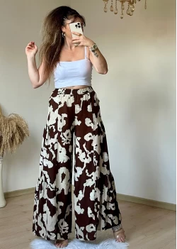 Coffee Patterned Trousers Skirt