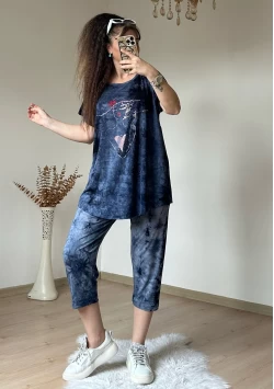 Kaprı Lacivert Taşlı Takım