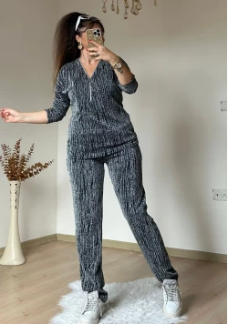 Kendinden Simli Takım Gümüş