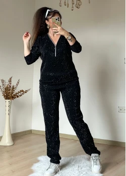 Kendinden Simli Takım Siyah