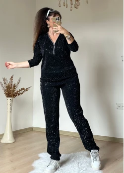 Kendinden Simli Takım Siyah
