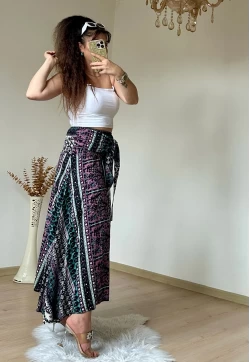 Kilim Desen Etek Lila
