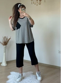 Kısa Kol Kaz Ayağı Desen takım