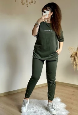 Kısa Kol Yan Çıtçıtlı Haki Takım