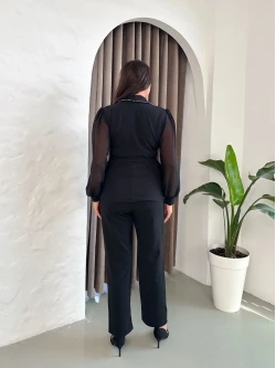 Koyu Taş Detaylı Abiye Takım