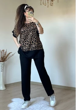 Leopar Desen Dokuma Takım