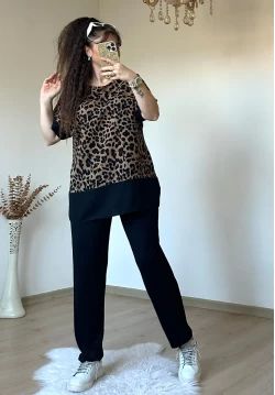 Leopar Desen Dokuma Takım
