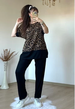 Leopar Desen Dokuma Takım