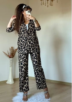 Leoparlı Gömlek Takım