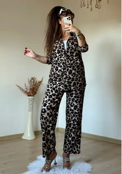 Leoparlı Gömlek Takım