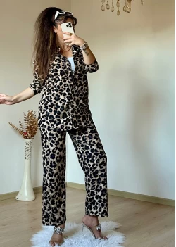 Leoparlı Gömlek Takım