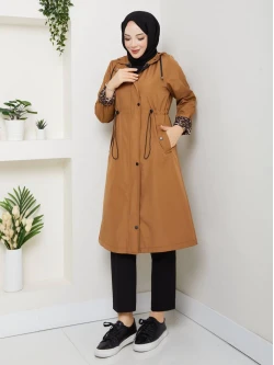 Patlı Trençkot Taba Büyük Beden