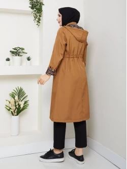Patlı Trençkot Taba Büyük Beden