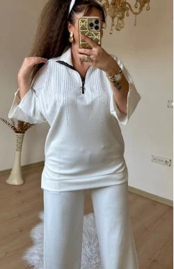 Prenses Taşlı Takım Beyaz