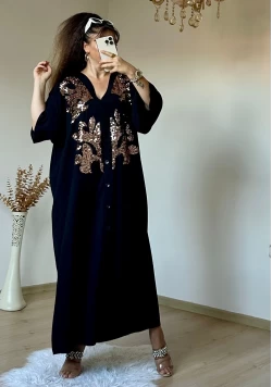 Pul Detaylı Gömlek Elbise
