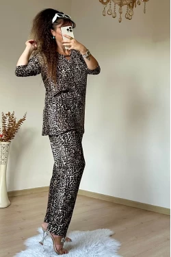 Süet Leopar Takım