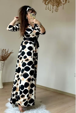 Tam Boy Açık Leopar Elbise
