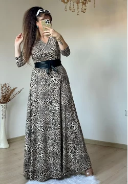 Tam Boy Minik Leopar Desen Elbise
