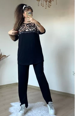 Uzun Kol Yarım Leopar Desenlı Takım