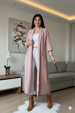 Uzun Salaş Hırka Pudra
