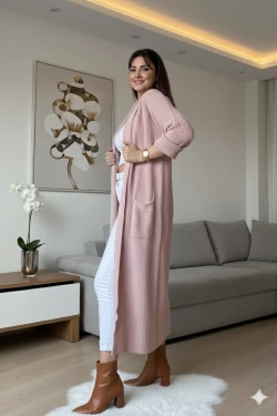 Uzun Salaş Hırka Pudra