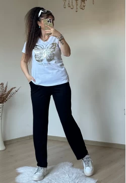 Varak Baskı Kelebek Takım Beyaz