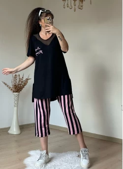 Yaka File Detaylı Pijama Takım
