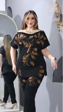 Yaprak Desenli Taşlı takım