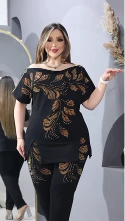 Yaprak Desenli Taşlı takım