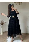 Flok Baskı Etek Sıyah