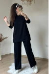 Ön Dikiş Aksesuarlı Takım Siyah