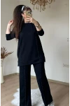 Ön Dikiş Aksesuarlı Takım Siyah