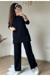 Ön Dikiş Aksesuarlı Takım Siyah