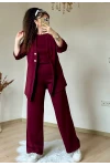 Bordo Gold Dugmelı 3 lü Takım