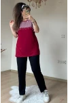 Roba Çizgili Takım Bordo