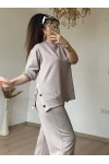Bol Paça Çıtçıtlı Takım Bej