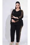 Kol Bağcıklı Gold Sımlı Siyah Takım