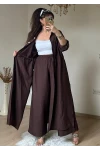 Bel Bağcıklı Tunık Takım Kahve