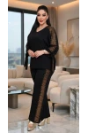 Kol Bağcıklı Gold Sımlı Siyah Takım