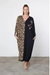 Leopar Nakış İşlemeli Maxi Boy Elbise