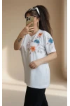 Omuz Nakış İşlemelı Takım Beyaz