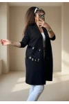 Pul Ve Kabartma Detaylı Tunik Hırka Siyah