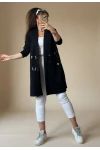 Pul Ve Kabartma Detaylı Tunik Hırka Siyah
