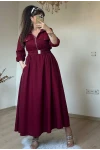 Yaka Cepli Spor Elbıse Bordo