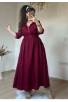 Yaka Cepli Spor Elbıse Bordo