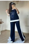 Ön Halka Taşlı Takım Lacıvert