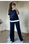 Ön Halka Taşlı Takım Lacıvert