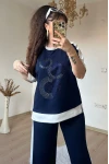 Ön Halka Taşlı Takım Lacıvert
