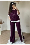 Ön Halka Taşlı Takım Bordo