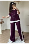 Ön Halka Taşlı Takım Bordo